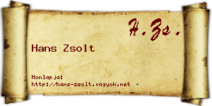 Hans Zsolt névjegykártya